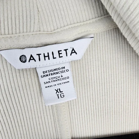 Athleta Ribbed Open Front Cardigan Wrap Cream Women's XL Shawl Collar - Picture 5 of 7